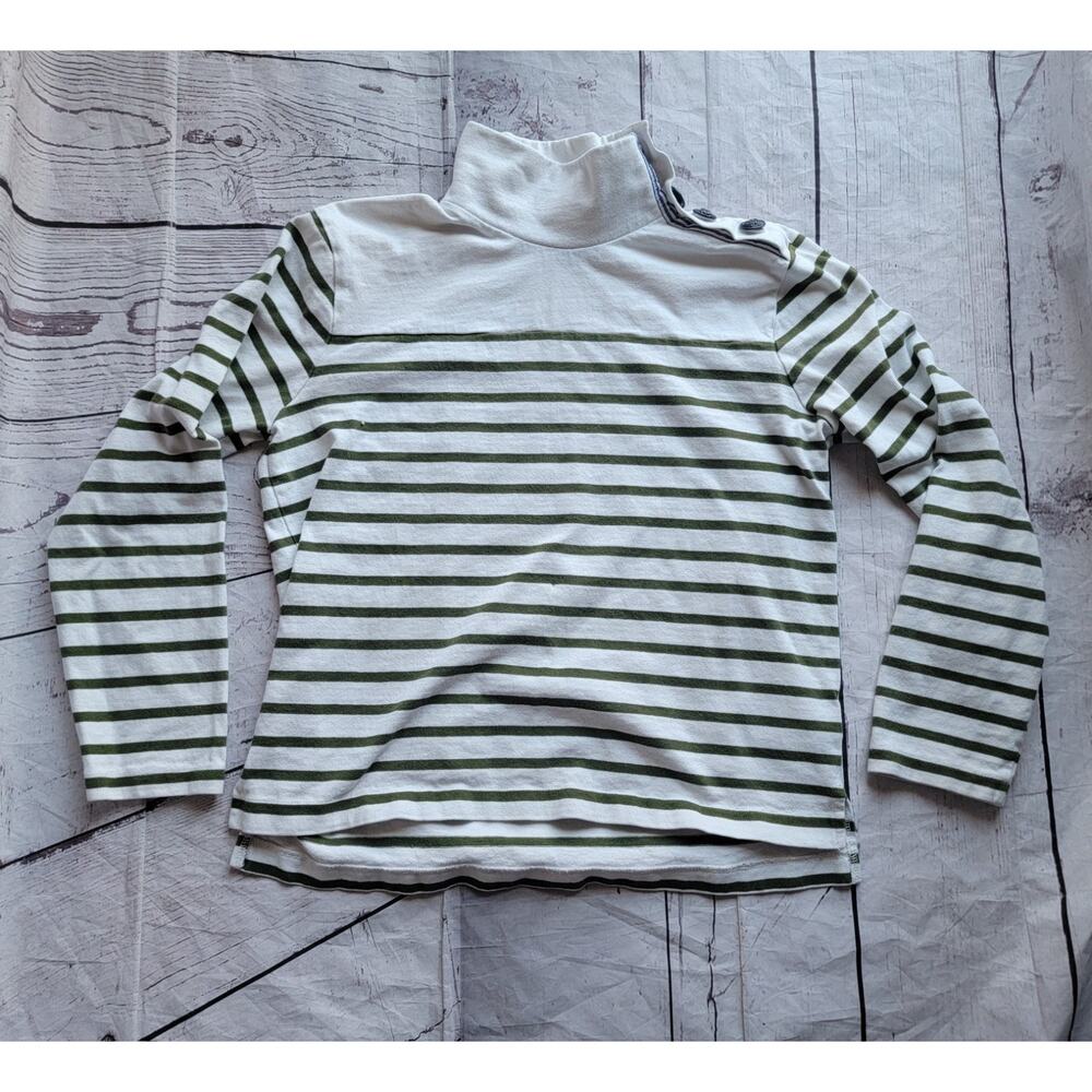 J.Crew Olive Green Striped Button-Shoulder Turtleneck Size XS
